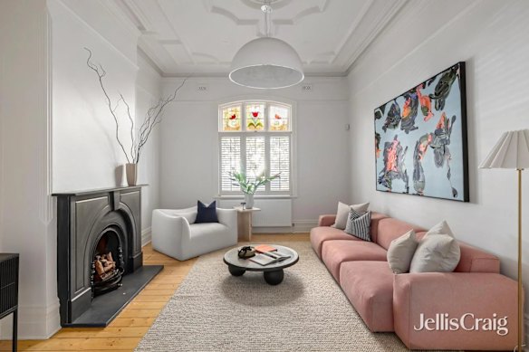 The front half of the house features period-appropriate leadlight windows, wooden floorboard and open fireplaces.