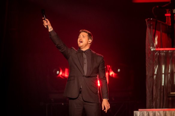 Michael Buble performing at Perth’s RAC Arena on Monday night.