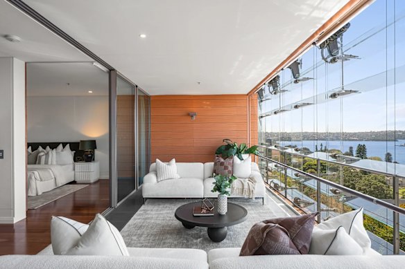 A city pad in an architecturally designed building is for sale.