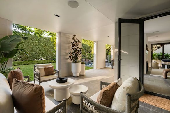 The Mediterranean villa for sale has multiple entertainment zones.