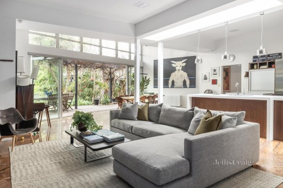 Joining two homes together created a spacious living area.