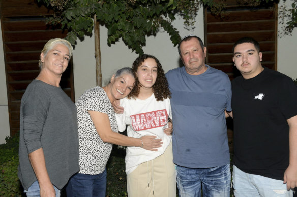 Private Ori Megidish (centre) is shown with relatives in this undated photo. The army said on Monday that Megidish was freed from Hamas captivity during Israel’s ground offensive in the Gaza Strip.