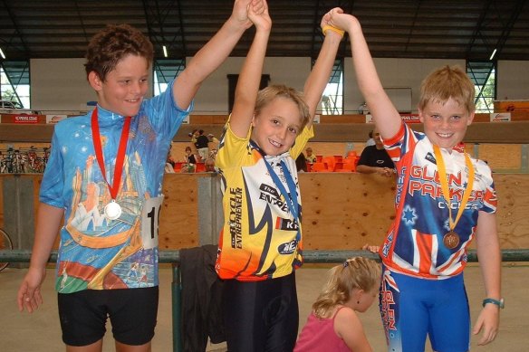 Conviction is key: Jai Hindley, centre, always wanted to be a bike racer. 