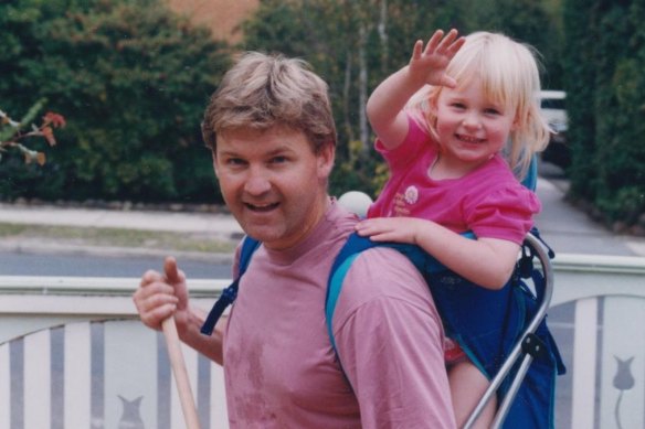 Hibberd as a toddler with her father. After his unexpected death from cardiac arrest, she is determined to help fund prevention research.