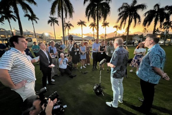 Prime Minister Anthony Albanese’s press conference at the Pacific Islands Forum in Fiji in 2022. 