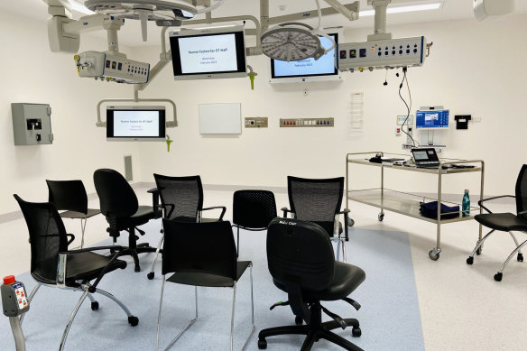 One of the operating theatres in Block K at The Children’s Hospital at Westmead is pictured after being set up for an information session.