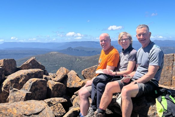 The author, Sarah and Neil on Mount Ossa.