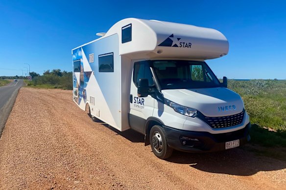 Rest stop on red dust outside Exmouth in the Star RV Polaris 6. 