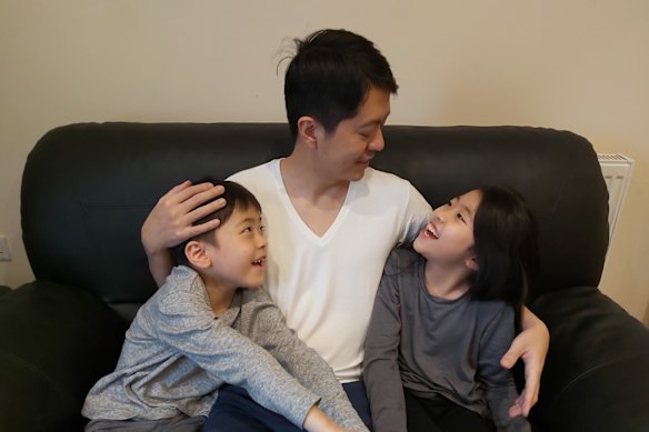 Hui reunites with his son and daughter in London.