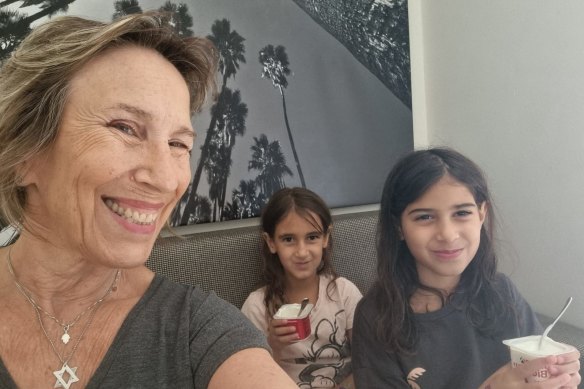 Adele Raemer with two of her grandchildren. They survived and were evacuated after the Hamas terror attack on October 7.