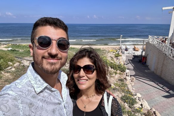 Samah Sabawi and her son Nahed during a visit to Gaza in July this year.