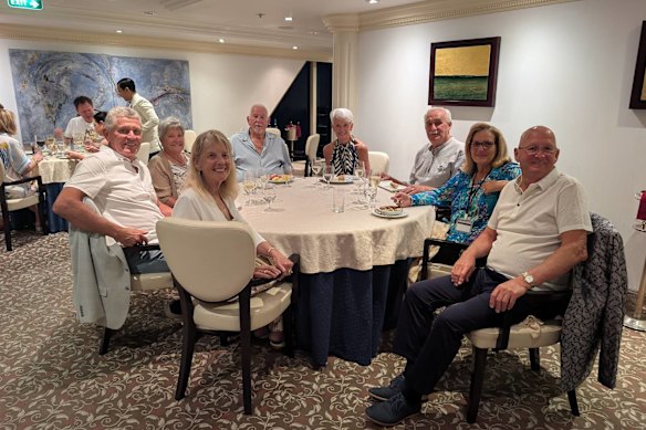 Ann and Grant (rear) with friends at Toscanos, one of the speciality restaurants on the ship.