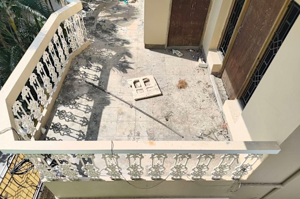 The Akram family home balcony in Hyderabad, India, as viewed from the neighbour’s property.