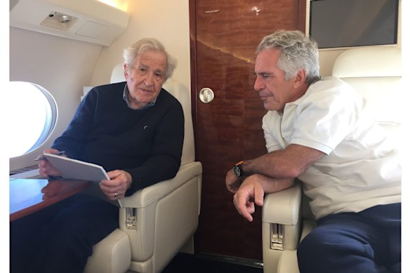 Philosopher Noam Chomsky is seen with Jeffrey Epstein.