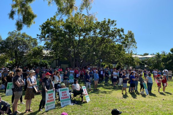 Residents rallied at a section of the sprawling Enoggera Creek Creek Sport and Recreation Precinct on Saturday.