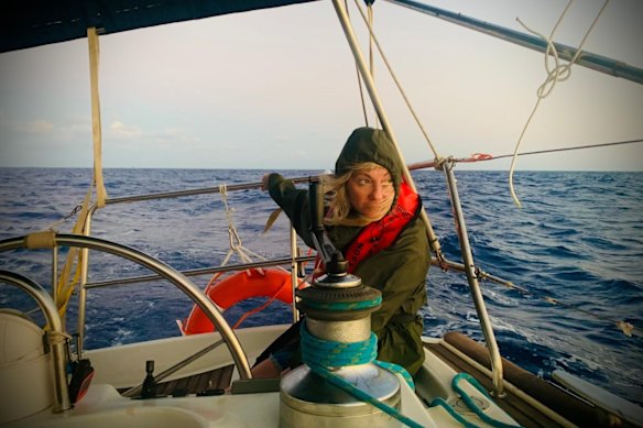 Australian Juliet Lamont on board Wahoo as part of the Global Sumud Flotilla, on its way to Gaza.