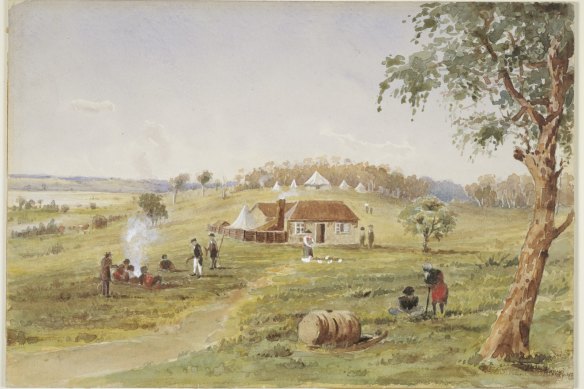 Laurence Travers painting of Captain Lonsdale’s Cottage, circa 1835.
