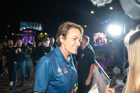 NSW Police Commissioner Karen Webb attends the 2024 Mardi Gras parade.