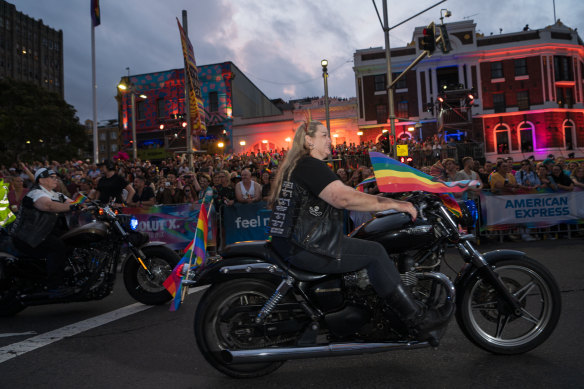 Dykes on Bikes lead Mardi Gras 2024.