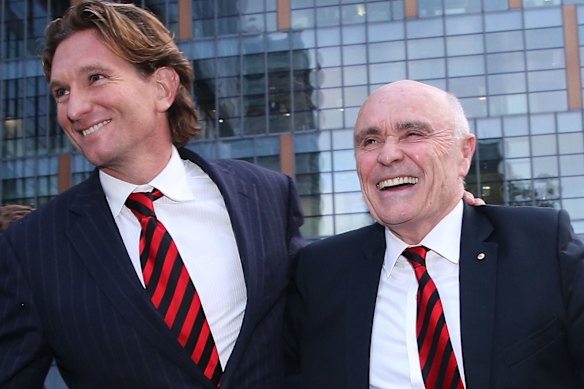 Hird with Paul Little in 2014.