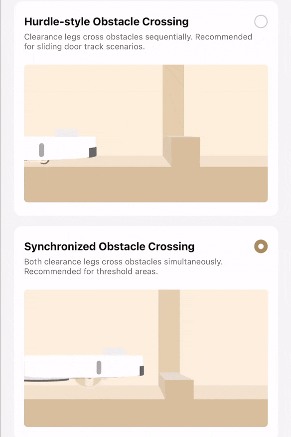 The app explains the two leg settings.