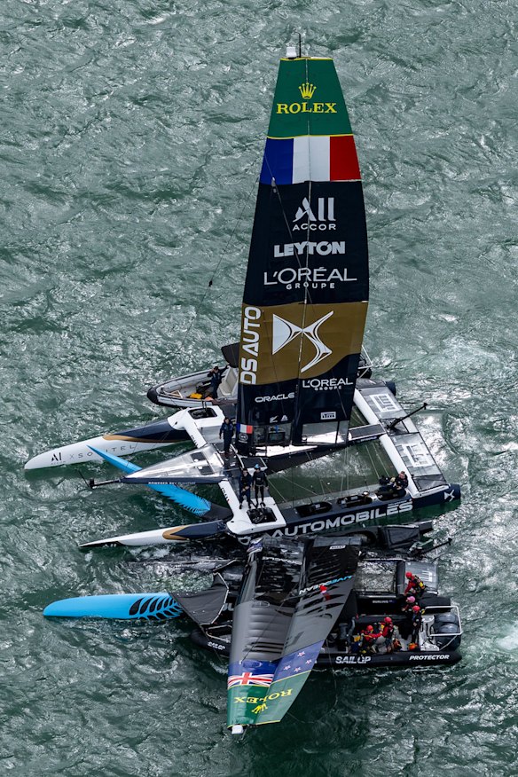 New Zealand’s catamaran was more damaged in the aftermath. 