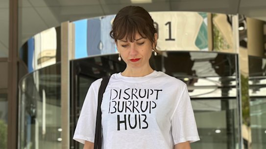 Perth artist Joanna Partyka leaving Perth Magistrates Court on Friday. 