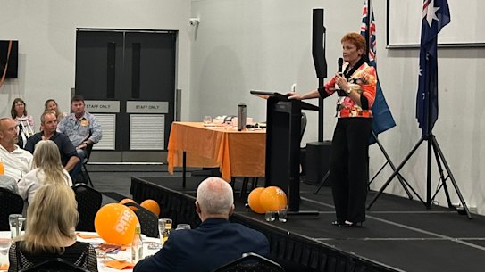 Pauline Hanson launching a One Nation branch at West Tamworth Leagues Club last Saturday night.