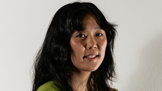 Rosemary Lee with her winning work at the National Art School.