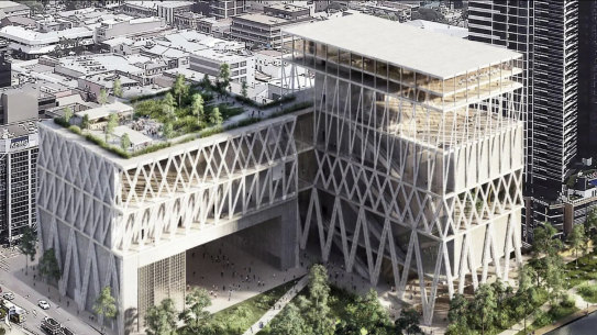 An artist's impression of the design for the new Powerhouse Museum in Parramatta.