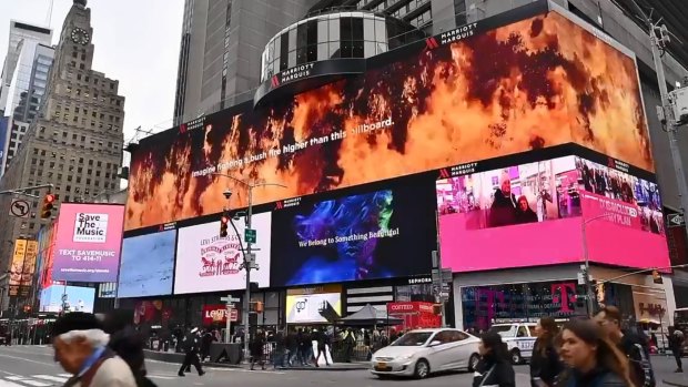 The RFS will have a 20-metre high advert on a billboard in New York's Times Square to thank the firefighters who worked hard over the past few months fighting fires in Australia.