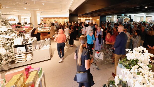 The new entrance at the revamped David Jones Carindale store, featuring sound-proofing and a cafe.