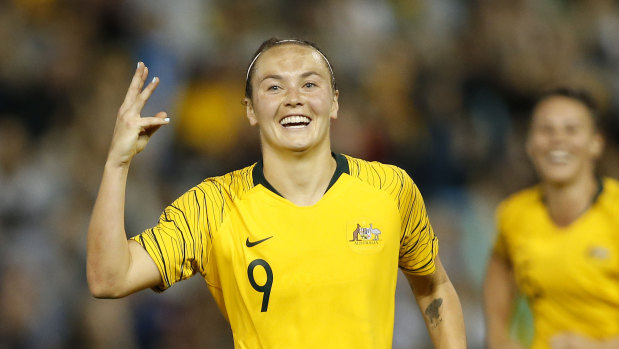 Caitlin Foord scored three for the Matildas in a brilliant performance against Chile.