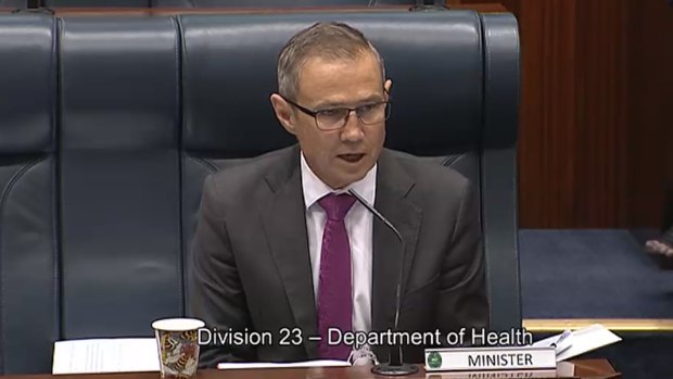 WA Health Minister Roger Cook fronting questions during budget estimates committee hearings.