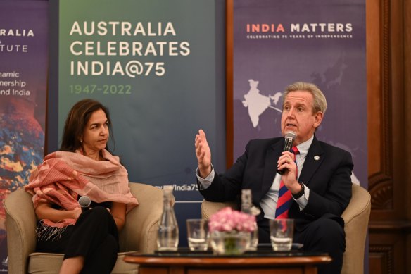 Lisa Singh, CEO of the Australia India Institute, and Barry O’Farrell, Australia’s High Commissioner to India, at the Australia India Institute.