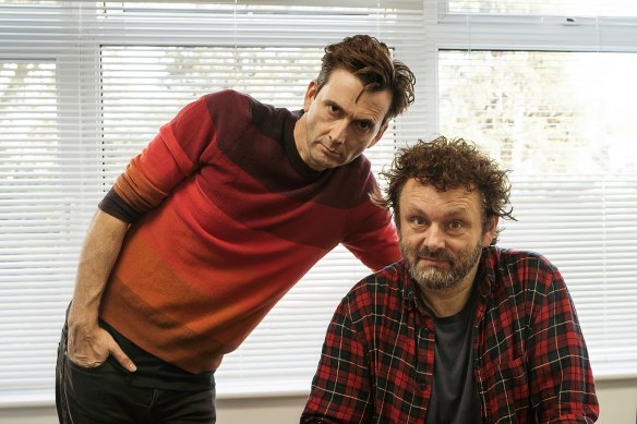 David Tennant and Michael Sheen play exaggerated versions of themselves in the tour-de-force comedy Staged.