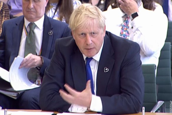 In this image taken from video from the House of Commons, Britain’s Prime Minister Boris Johnson appears in front of the Liaison Committee in the House of Commons, London, on Wednesday.