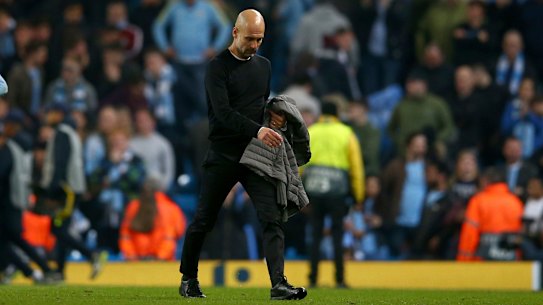 City coach Pep Guardiola, whose side was knocked out of the Champions League in the quarter-finals this season.