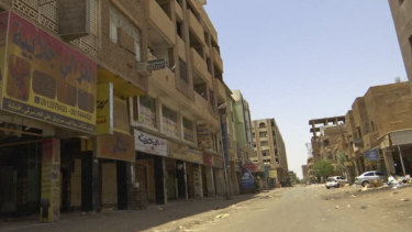 Shops are closed during a general strike in the Al-Arabi souk business district of Khartoum, Sudan, on Sunday.