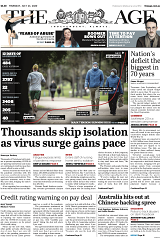 The front page of The Age