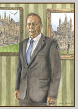 A portrait of Tony Abbott for St John’s College by artist Simon Fieldhouse.