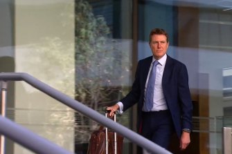 Former federal attorney-general Christian Porter arriving at Perth District Court on Monday. 