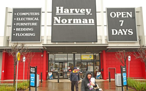 Harvey Norman has seen a run up in sales due to Australians buying up home office goods and freezers.