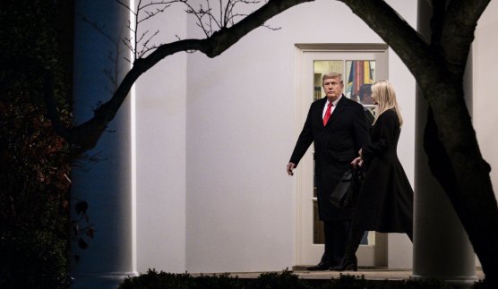 President Donald Trump and his daughter Ivanka Trump leave the Oval Office of the White House in Washington on January 4.
