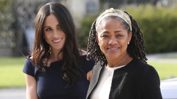 Meghan Markle and her mother, Doria Ragland, arrive at Cliveden House Hotel the night before her wedding.