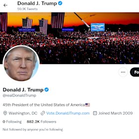 A screengrab of Donald Trump’s reinstated Twitter account.