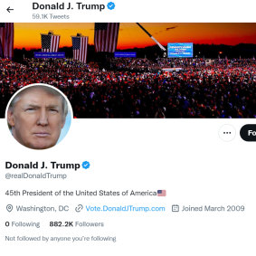 A screengrab of Donald Trump’s reinstated Twitter account.