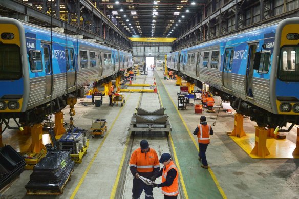 Workers at Downer rail maintenance site