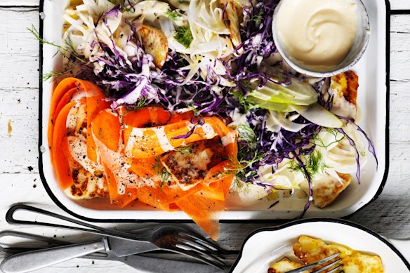 Colourful cabbage coleslaw.