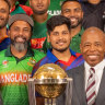 NYPD Sgt Mohammed Latif, second from right, with officials and teenagers from his cricket program promoting last year’s World Cup at New York’s City Hall.